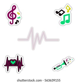 Set of color label design collection of sound and audio waves