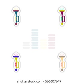 Set of color label design collection of musical instrument Trumpet