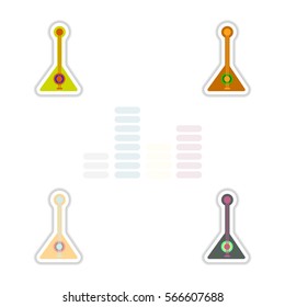Set of color label design collection of musical instrument balalaika