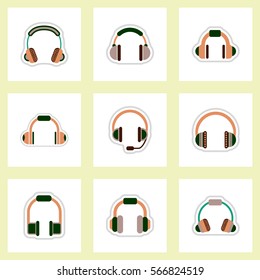 Set of color label design collection of music headphones