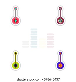 Set of color label design collection of musical instrument balalaika