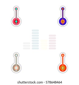 Set of color label design collection of musical instrument balalaika