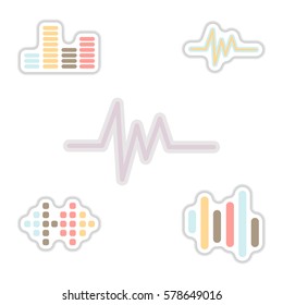 Set of color label design collection of sound and audio waves