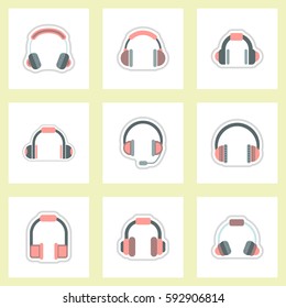 Set of color label design collection of music headphones