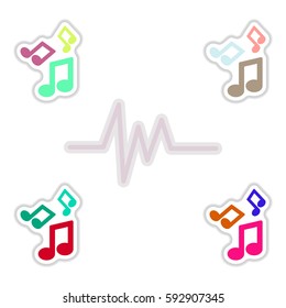 Set of color label design collection of sound and audio waves