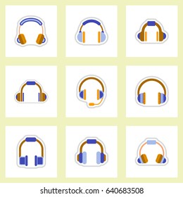 Set of color label design collection of music headphones