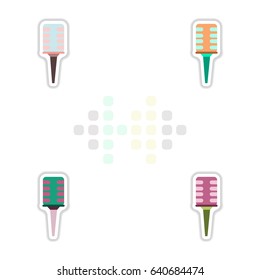Set of color label design collection of musical microphone in flat style