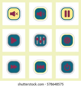 Set of color label design vector icon design buttons music