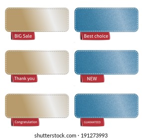 Set of color labels with red tags, vector illustration