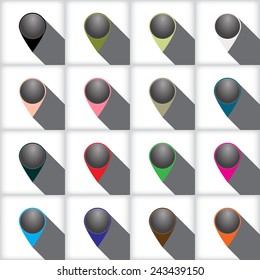Set of color labels with the shadow side