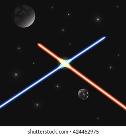 Set of color laser beams, 