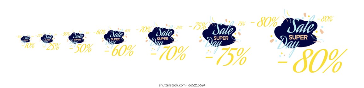 Set Color lettering for special sale offer sign. Flat vector illustration EPS 10