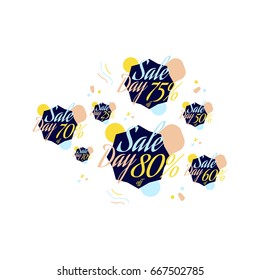 Set Color lettering for special sale offer sign. Flat vector illustration EPS 10