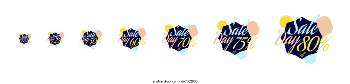 Set Color lettering for special sale offer sign. Flat vector illustration EPS 10