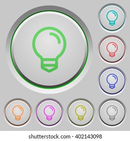 Set of color light bulb sunk push buttons.