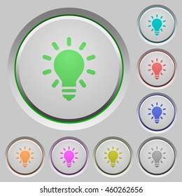 Set of color Lighting bulb sunk push buttons.