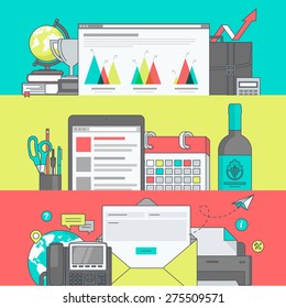 Set of color line banners for web page design