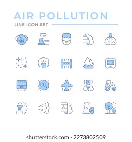 Establecer iconos de línea de color de la contaminación del aire