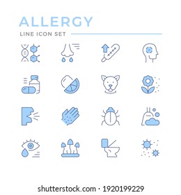 Set Color Line Icons Of Allergy