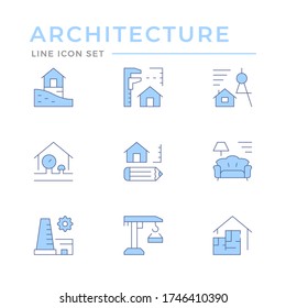 Set color line icons of architectural
