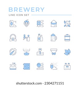 Set color line icons of brewery