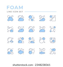 Set color line icons of bubbles and foam