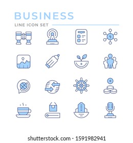 Set color line icons of business