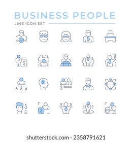 Set color line icons of business people