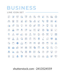 Set color line icons of business