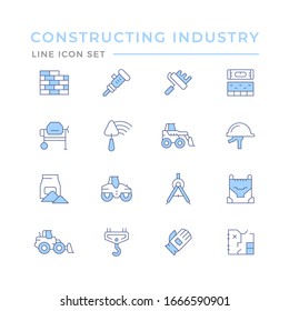 Set color line icons of constructing industry