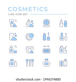 Set color line icons of cosmetics isolated on white