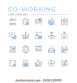 Set color line icons of co-working