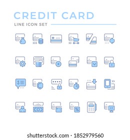 Set color line icons of credit card