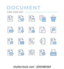 Set color line icons of document isolated on white.