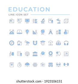 Set color line icons of education