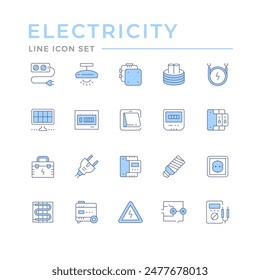 Set color line icons of electricity