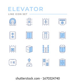 Set color line icons of elevator