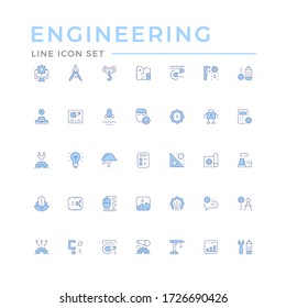 Set color line icons of engineering