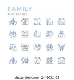 Set color line icons of family