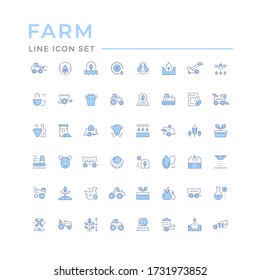 Set color line icons of farming and agriculture