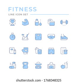 Set color line icons of fitness