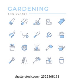 Set color line icons of gardening