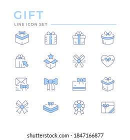 Set color line icons of gift