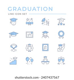 Set color line icons of graduation