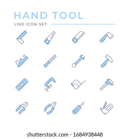 Set color line icons of hand tool