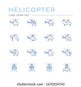 Set color line icons of helicopter