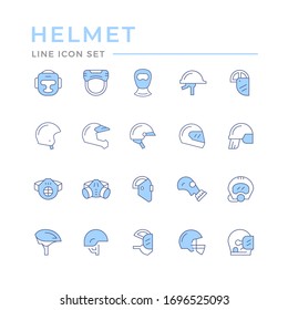 Set color line icons of helmets and masks