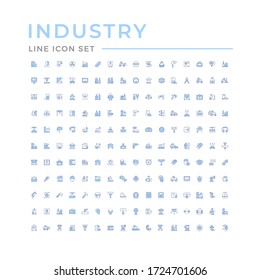 Set color line icons of industry