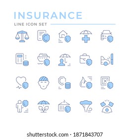 Set color line icons of insurance