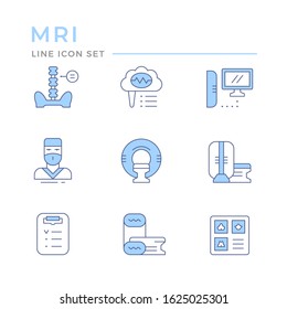 Set color line icons of magnetic resonance imaging